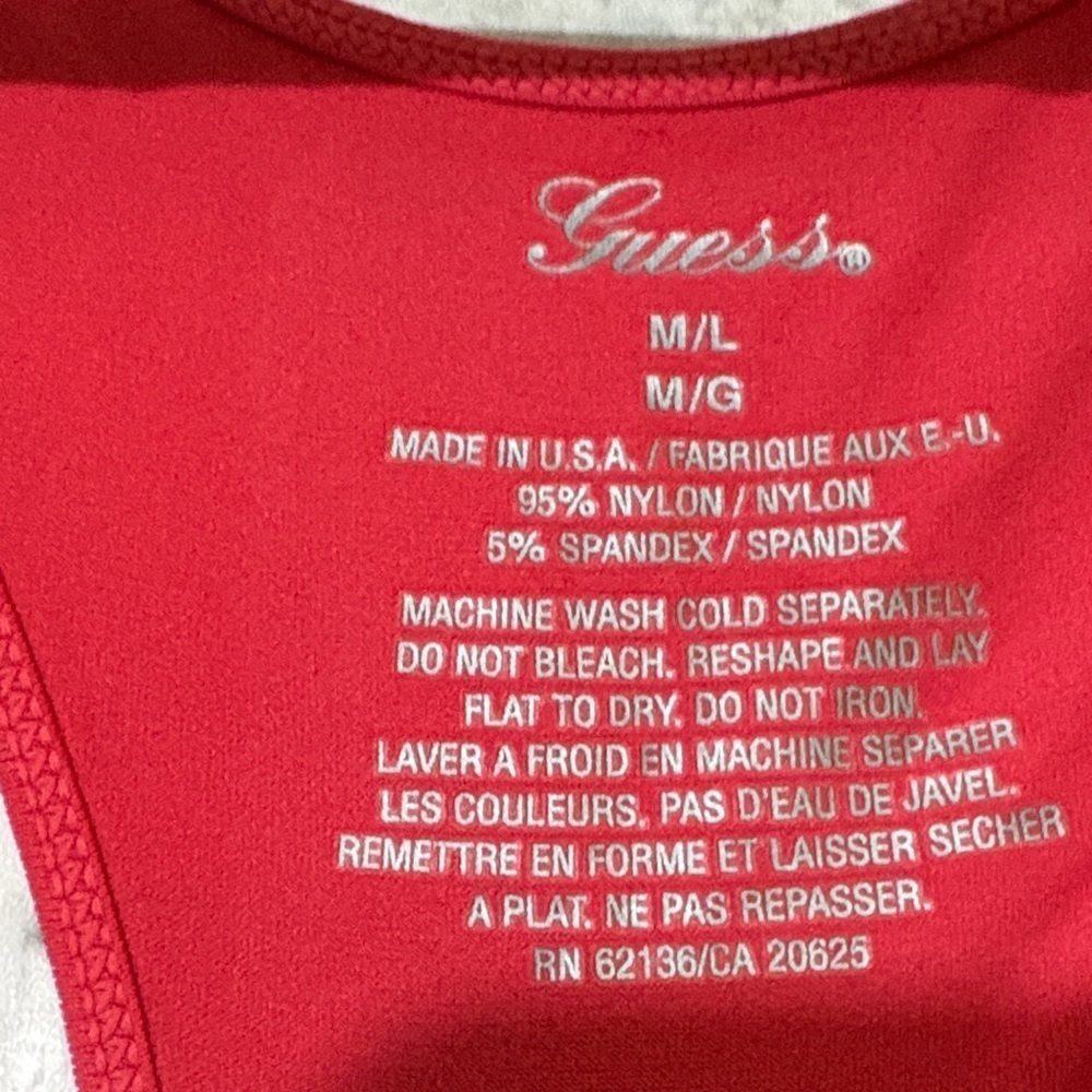 GUESS Vibrant Red Racerback Tank Top, size M/L - Picture 2 of 5